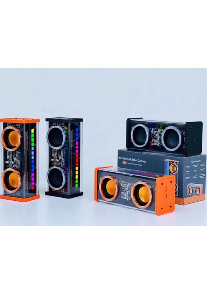 Şeffaf Mecha Müzik Tws Stereo Rgb Işıklı Hoparlör Kablosuz Bluetooth 5.0 Taşınabilir Hoparlör V9 indirimleri