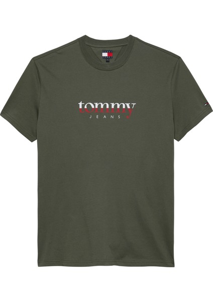 Tommy Hılfıger Erkek Marka Logolu Bisiklet Yakalı Pamuklu Yeşil T-Shirt DM0DM21978 Mrh