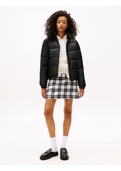 Tommy Hılfıger Kadın Marka Logolu Çift Cep Regular Fit Yumuşak Dokulu Dik Yaka Siyah Mont DW0DW21619 Bds fiyatları