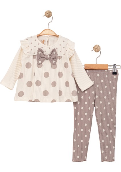 Puantiyeli Fitilli Kız Bebek Taytlı Ikili Takım