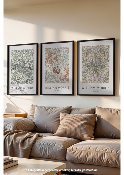 William Morris 3'lü Siyah Çerçeveli Poster, Tablo Seti No:31
