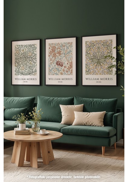 William Morris 3'lü Siyah Çerçeveli Poster, Tablo Seti No:31 modelleri