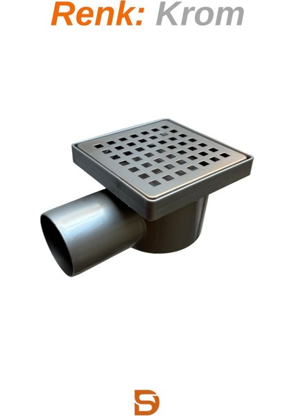 10X10 Plastik Çerçeveli Yer Süzgeci Duş Kanalı Izgara - Yatay Çıkış 50MM