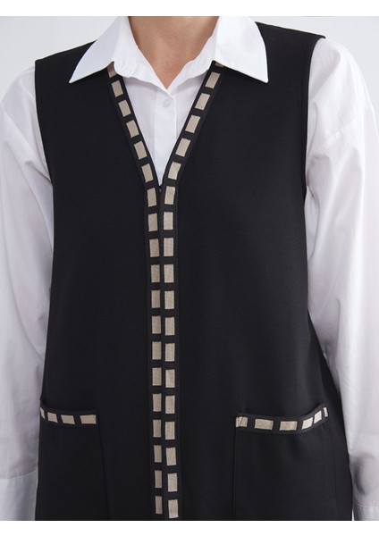 Yeni Sezon V Yaka Nakışlı Kadın Yelek fırsatları