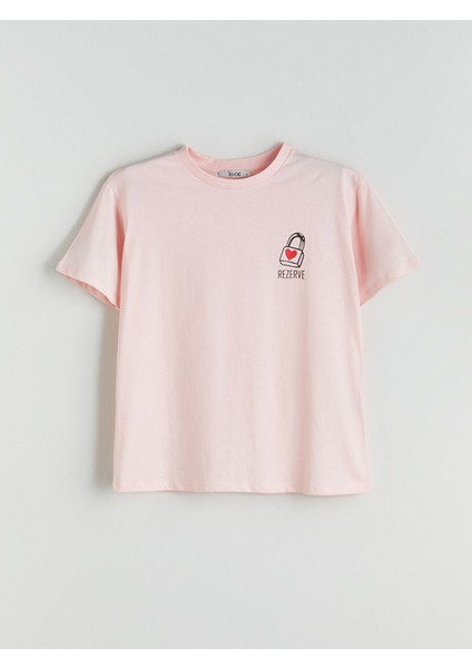 Yeni Sezon Bisiklet Yaka Slogan Baskılı Kadın Tişört indirimleri