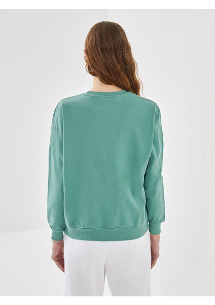 Yeni Sezon Bisiklet Yaka Baskılı Kadın Sweatshirt fırsatları
