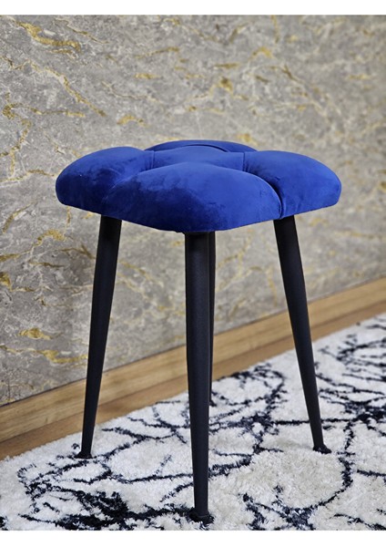 Kare Siyah Boyalı Konik Ayaklı Tabure - Oturak - Bar Taburesi - Ayaklı Tabure Mavi Renk 48 x 33 Boyut/ebat