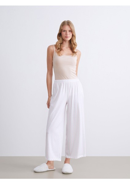 Yeni Sezon Beli Lastikli Kadın Kapri Pijama Altı