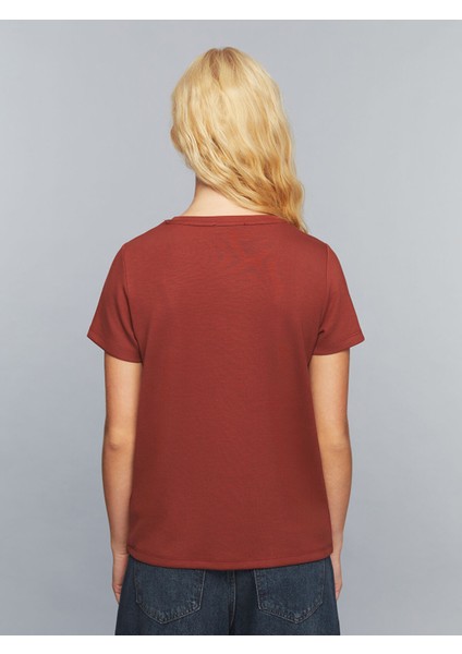 Yeni Sezon Bisiklet Yaka Slogan Baskılı Kadın Tişört fırsatları