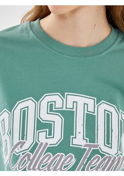 Yeni Sezon Bisiklet Yaka Baskılı Kadın Sweatshirt modelleri
