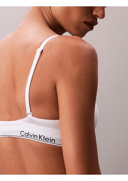 Calvın Kleın Kadın Marka Logolu Beyaz Elastik Bantlı Beyaz Sütyen LV00QF8498 100 modelleri