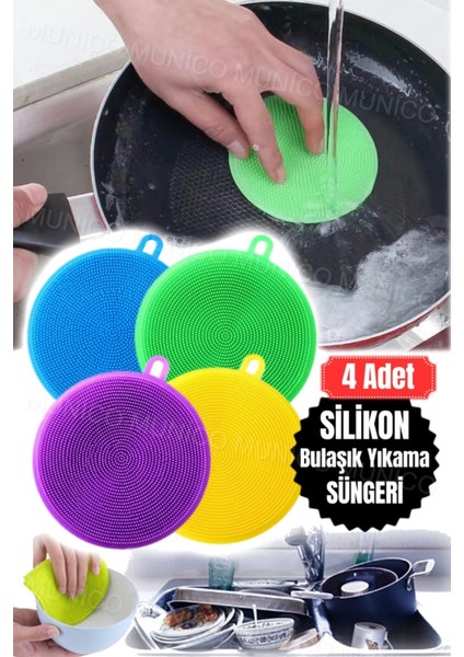 4'lü Çok Fonksiyonlu Silikon Sünger Fırçası Seti, Temiz ve Pratik Kullanım fiyatları