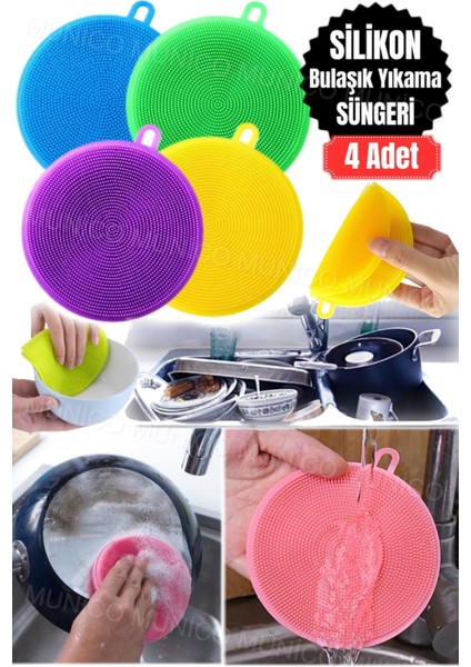 4'lü Çok Fonksiyonlu Silikon Sünger Fırçası Seti, Temiz ve Pratik Kullanım