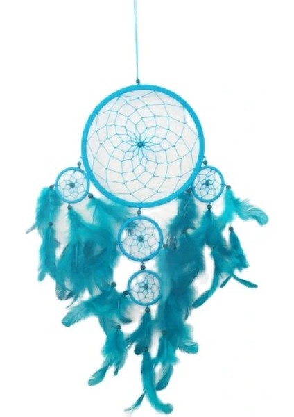 Turkuaz Rengi Kuş Tüylü Boncuklu Düş Kapanı El Yapımı Duvar Süsü fırsatları