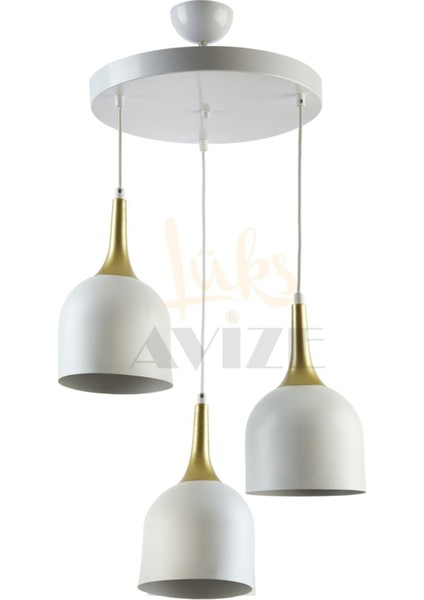 Modern Metal Sarkıt Avize, Mutfak ve Cafe Dekoru Için 3'lü Beyaz Tasarım