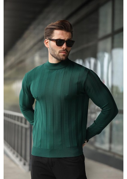 Nefti Yeşili Yarım Balıkçı Erkek Triko Kazak E7423