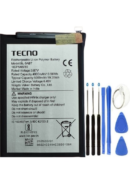 Tecno Spark 30 Pil Batarya BL-5ABT + Tamir Seti Hediyeli
