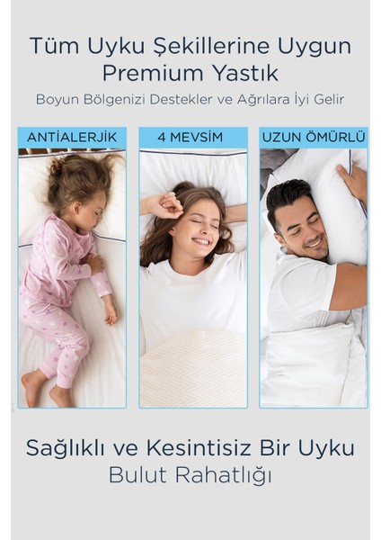 50X70CM Nano Jel Lüks Yastık | 1200GR Anti-Alerjik Pamuklu Yastık fırsatları