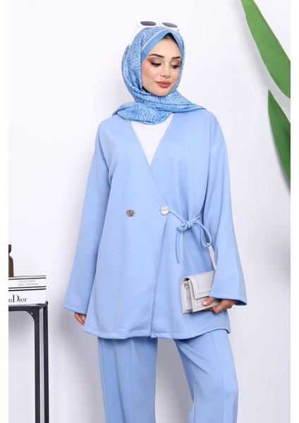 Bebe Mavi Bağlama Detaylı Tunik Pantolonlu Takım modelleri