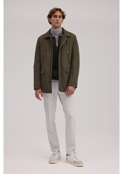 Haki Comfort Fit Bebe Yaka Fermuarlı Mont fiyatları