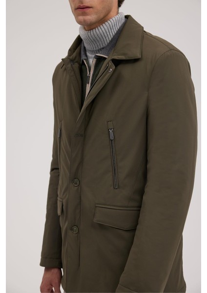 Haki Comfort Fit Bebe Yaka Fermuarlı Mont modelleri