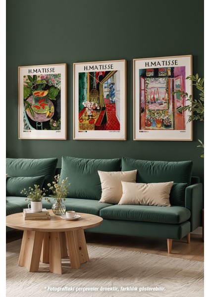 H Matisse 3'lü Ahşap Çerçeveli Poster, Tablo Seti No:38 modelleri