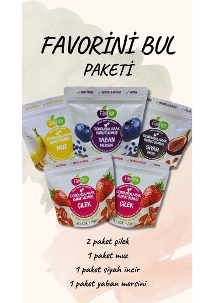 FairDry Freeze Dried "favorini Bul 5' Li Paket" - Dondurularak Kurutulmuş, Katkısız, Meyve Kurusu