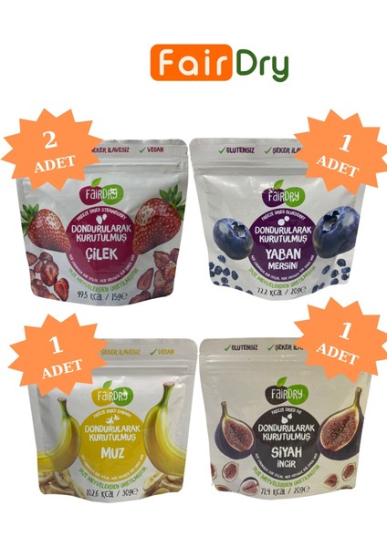 FairDry Freeze Dried "favorini Bul 5' Li Paket" - Dondurularak Kurutulmuş, Katkısız, Meyve Kurusu fiyatları