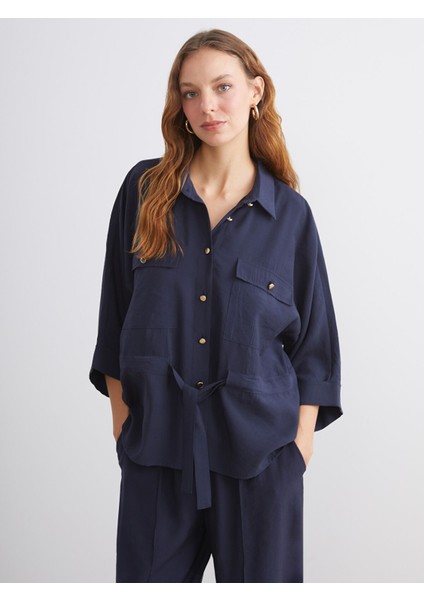Yeni Sezon Oversize Modal Karışımlı Kadın Gömlek