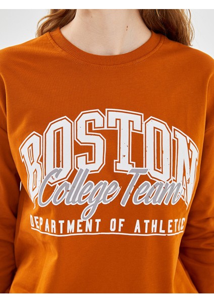Yeni Sezon Bisiklet Yaka Baskılı Kadın Sweatshirt modelleri