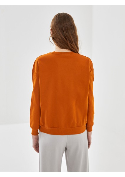 Yeni Sezon Bisiklet Yaka Baskılı Kadın Sweatshirt fırsatları