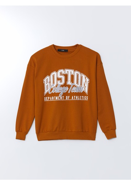 Yeni Sezon Bisiklet Yaka Baskılı Kadın Sweatshirt indirimleri
