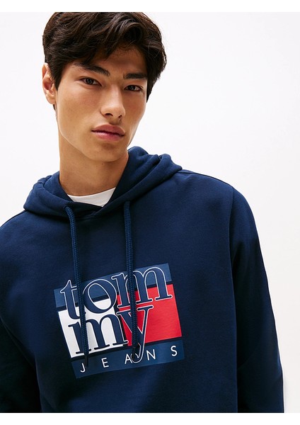 Tommy Hılfıger Erkek Marka Logolu Kapüşonlu Şık Görünüşlü Lacivert Sweatshirt DM0DM22092 C1G fiyatları