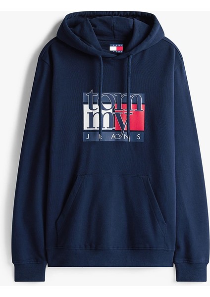 Tommy Hılfıger Erkek Marka Logolu Kapüşonlu Şık Görünüşlü Lacivert Sweatshirt DM0DM22092 C1G fırsatları