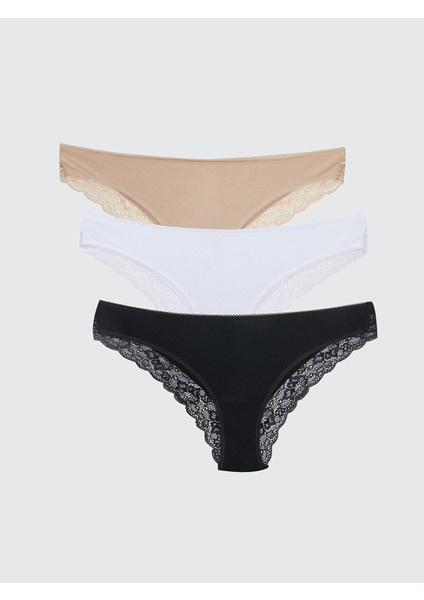 Yeni Sezon Dantelli Brazilian Külot 3'lü