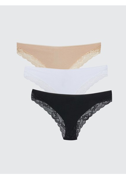 Yeni Sezon Dantelli Brazilian Külot 3'lü fiyatları