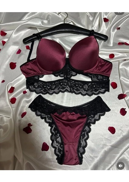 Kadın Şık Dantel Saten Detaylı Iç Giyim Takımı – 2 Parça