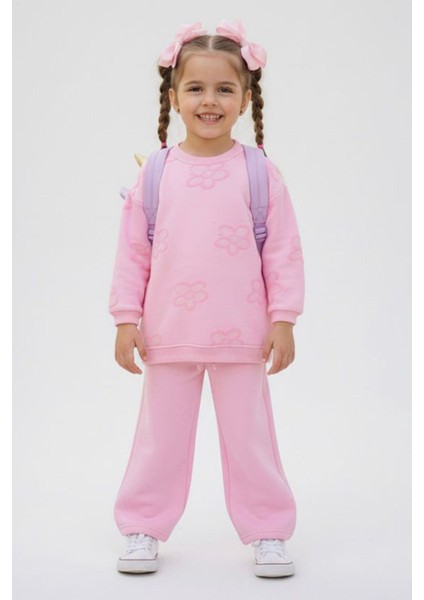 Simli Papatya Detaylı Kız Çocuk Oversize 2 li takım - Pembe fiyatları