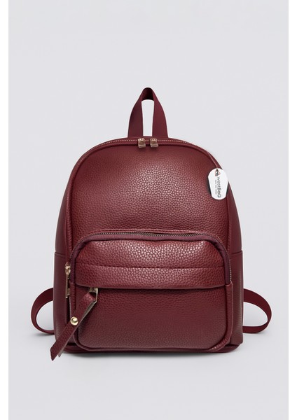 Unisex Suni Deri Fermuarlı Çok Gözlü Sırt Çantası