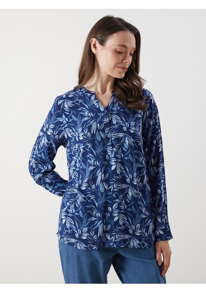 Yeni Sezon Kaçık Yaka Çiçekli Bluz