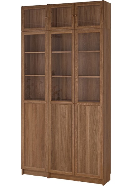 Cam/panel Kapaklı Kitaplık, Kahverengi Ceviz Görünüm, 120X30X237 cm