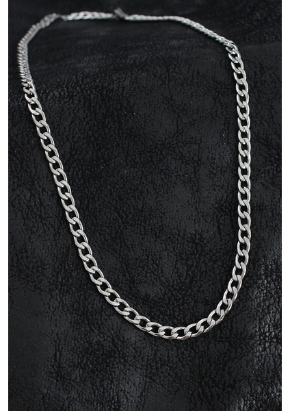 316L Çelik Kalın Klasik Zincir Model Gümüş Renk Erkek Kolye