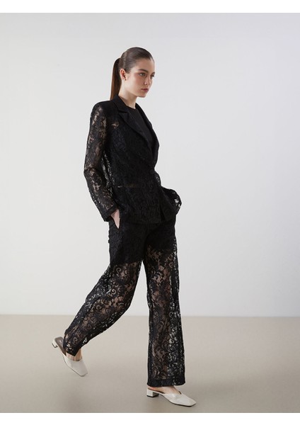 Yeni Sezon Beli Lastikli Dantelli Kadın Pantolon