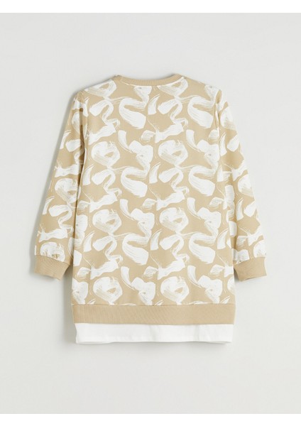 Yeni Sezon Bisiklet Yaka Desenli Kadın Sweatshirt Tunik fiyatları
