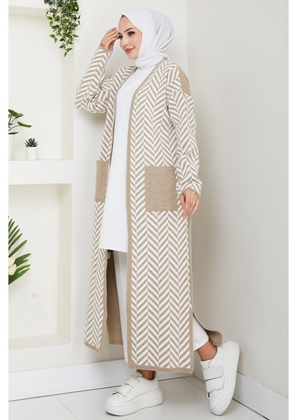 Çizgi Detaylı Triko Hırka 1604 - Taş modelleri