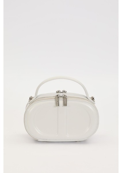 Gri Çift Fermuarlı El Çantası