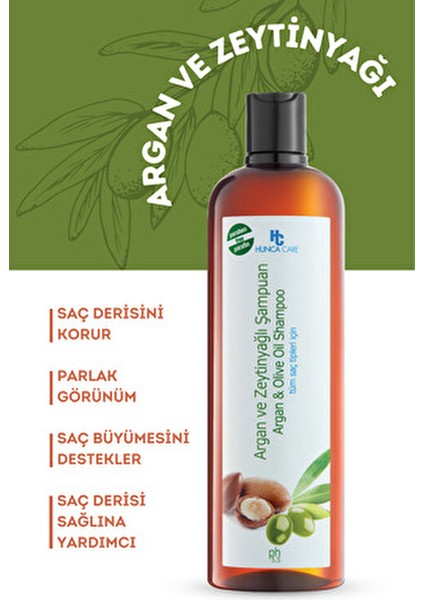 HUNCA CARE Argan ve Zeytinyağlı Şampuan Besleyici Etkiyle 700 ml Tüm Saç Tipleri İçin modelleri