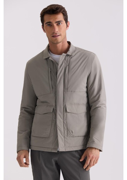 Haki Comfort Fit Gömlek Yaka Mevsimlik Mont indirimleri