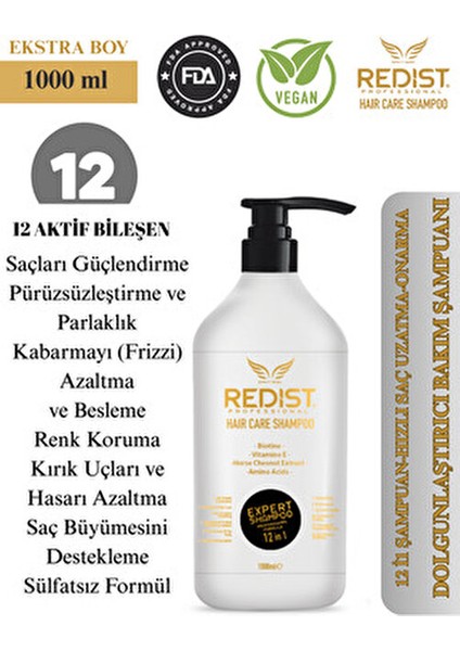 12 In 1 Saç Bakım Şampuanı Parabensiz Güçlendirici Etki 1000 ml Tüm Saçlar İçin modelleri