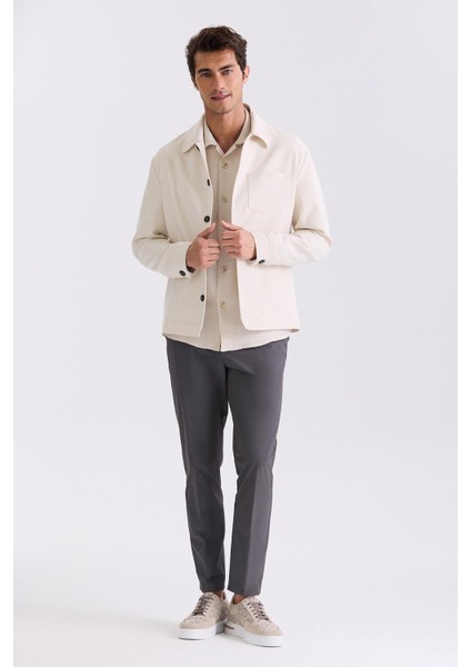 Krem Slim Fit Bebe Yaka Mevsimlik Mont